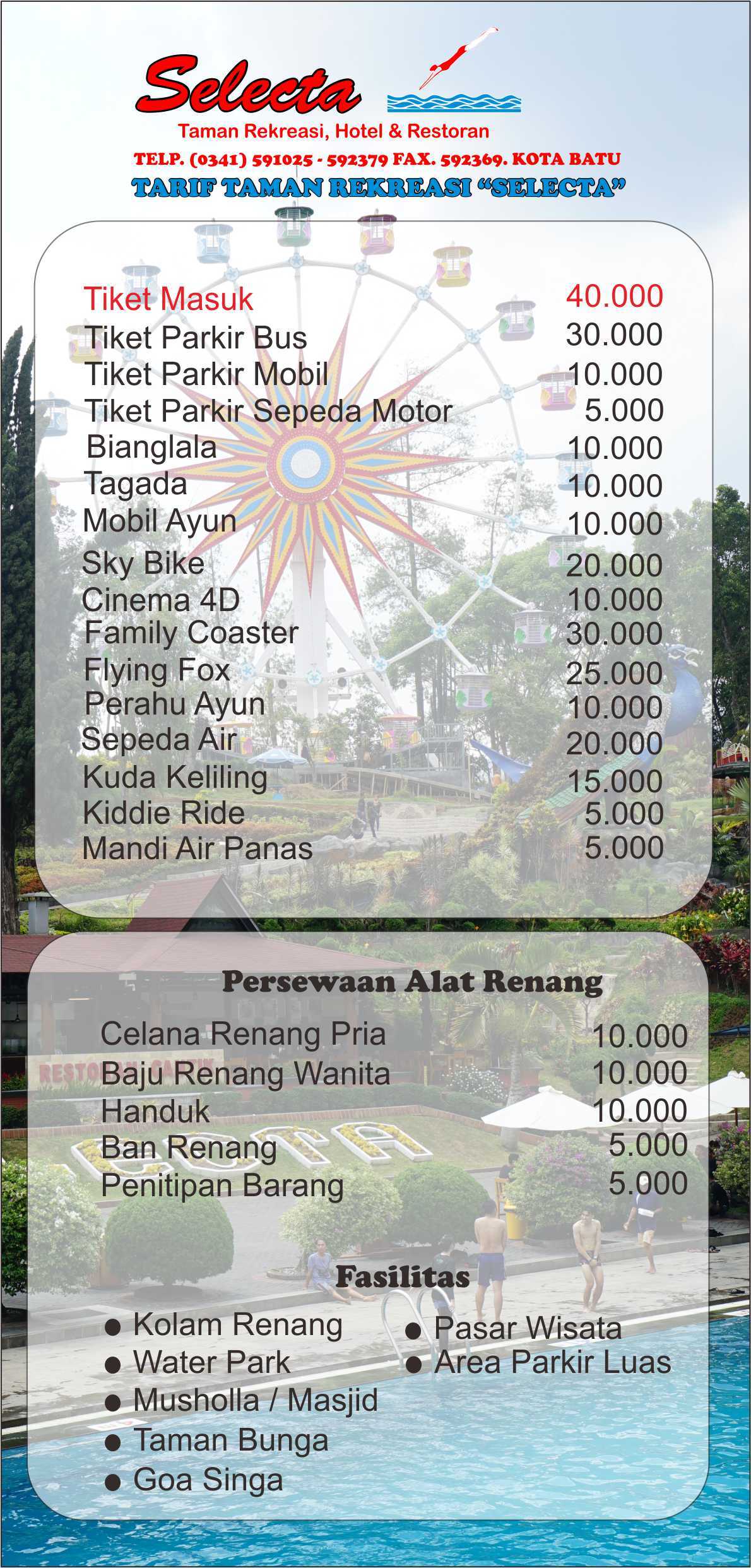 Tarif di Selecta Batu Malang